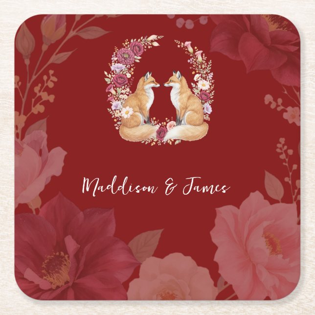 Uppspelad höstfot Bröllop Underlägg Papper Kvadrat (Framsidan)