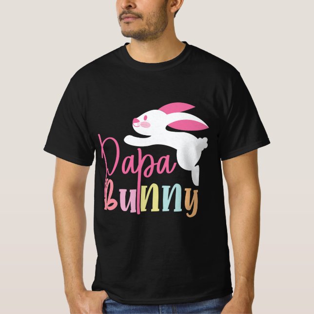 Uppspelad Påsk-design i Pappa Bunny T Shirt (Framsida)
