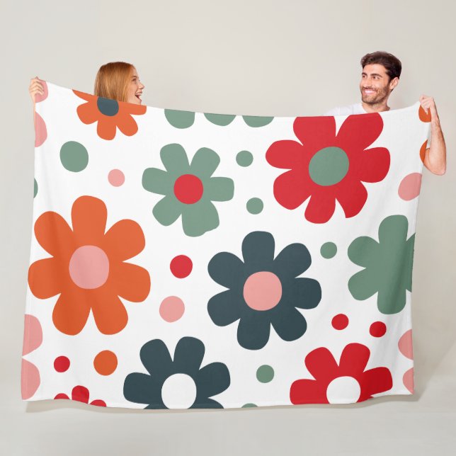 Uppspelad Retro Flower Mönster Fleecefilt (På plats)