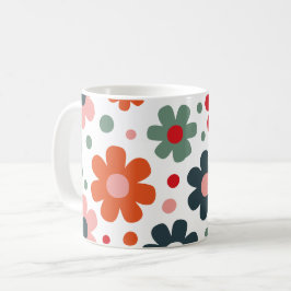 Uppspelad Retro Flower Mönster Kaffemugg