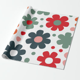 Uppspelad Retro Flower Mönster Presentpapper