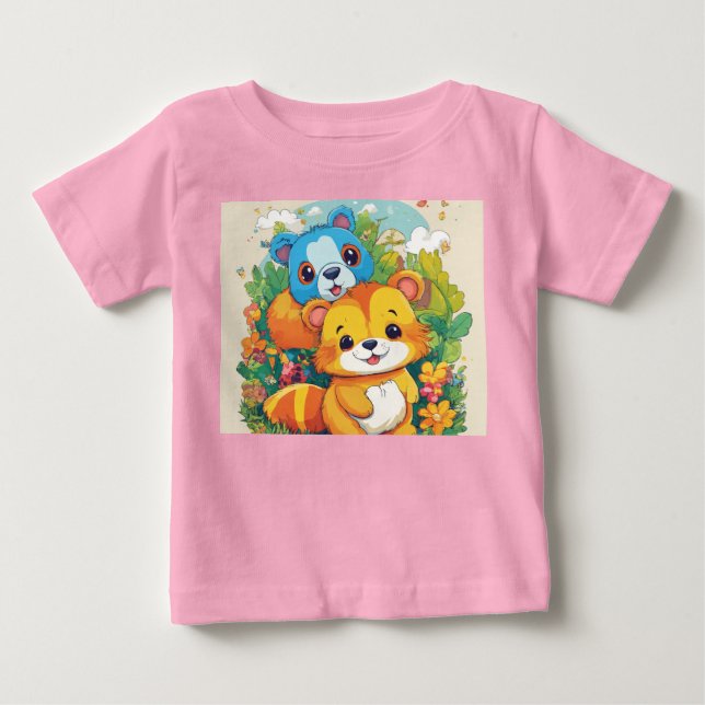 Uppspelad Rosa för Tecknad överst för barn T Shirt (Framsida)