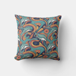 Uppspelande delfiner Mönster - Ocean-Inspired Desi Kudde