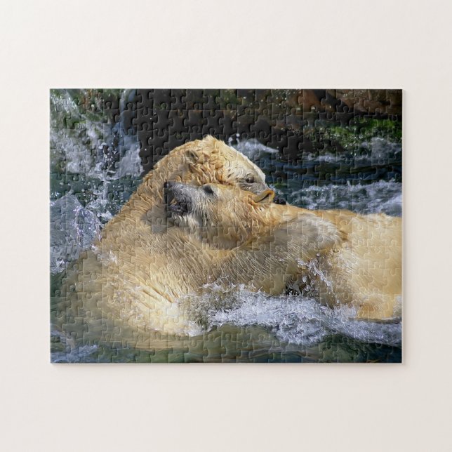 Uppspelande Polar Bears, Jigszawa Puzzle Pussel (Horisontell)