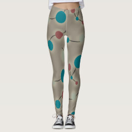 Uppspelande Retro Large Molecules Universe Blue-Gr Leggings