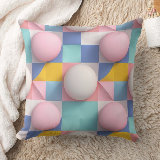 Uppspelning av 3D Pastel Spheres och Geometric Mön Kudde (Filt)