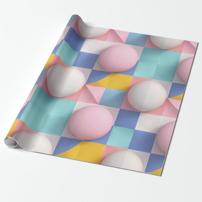 Uppspelning av 3D Pastel Spheres och Geometric Mön Presentpapper (Utrullad)