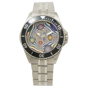 Uppspelning av färglös modern Abstrakt Fractal Art Armbandsur