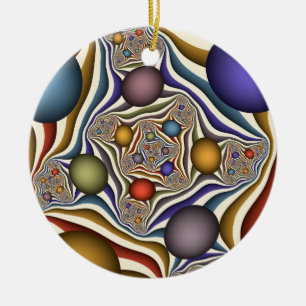 Uppspelning av färglös modern Abstrakt Fractal Art Julgransprydnad Keramik
