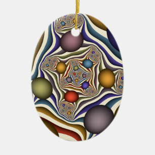Uppspelning av färglös modern Abstrakt Fractal Art Julgransprydnad Keramik