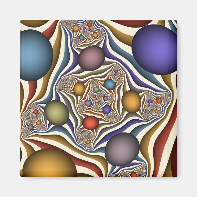 Uppspelning av färglös modern Abstrakt Fractal Art Magnet (Framsidan)