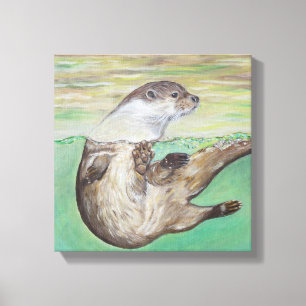 Uppspelning av floden Otter Painting Canvastryck