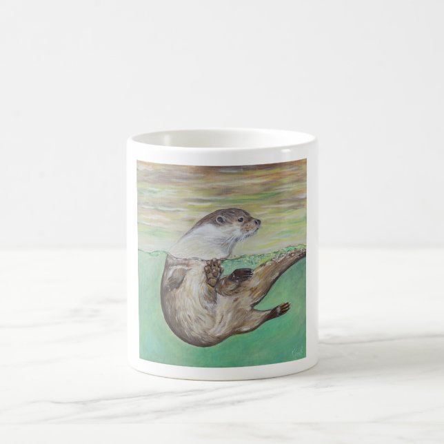 Uppspelning av floden Otter Painting Kaffemugg (Center)