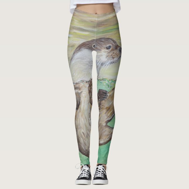 Uppspelning av floden Otter Painting Leggings (Framsida)