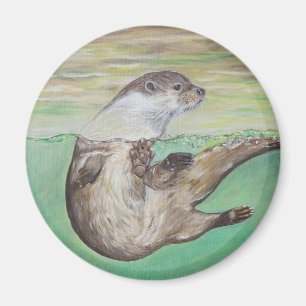 Uppspelning av floden Otter Painting Magnet