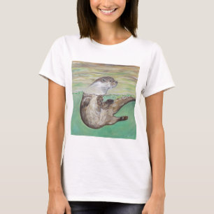 Uppspelning av floden Otter Painting T Shirt