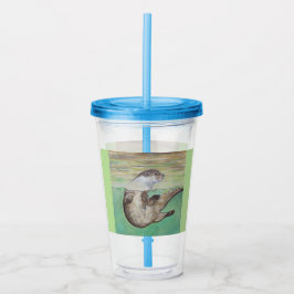 Uppspelning av floden Otter Painting Take Away Mugg