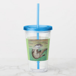 Uppspelning av floden Otter Painting Take Away Mugg