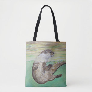 Uppspelning av floden Otter Painting Tygkasse
