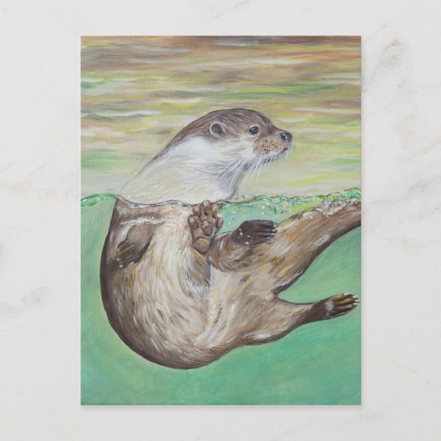 Uppspelning av floden Otter Painting Vykort (Framsida)
