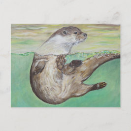 Uppspelning av floden Otter Painting Vykort
