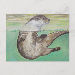 Uppspelning av floden Otter Painting Vykort