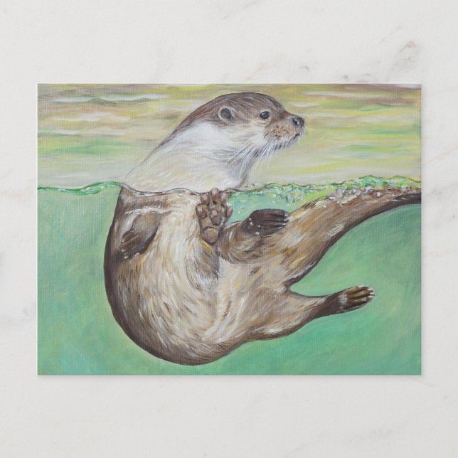 Uppspelning av floden Otter Painting Vykort (Framsida)