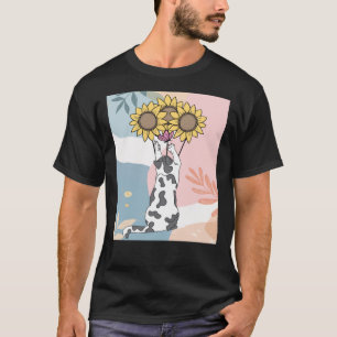 Uppspelning av katt med fjäril och solblommor t shirt