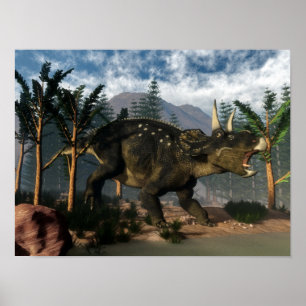 Uppspelning av nedoceratops under körning - 3D-ren Poster