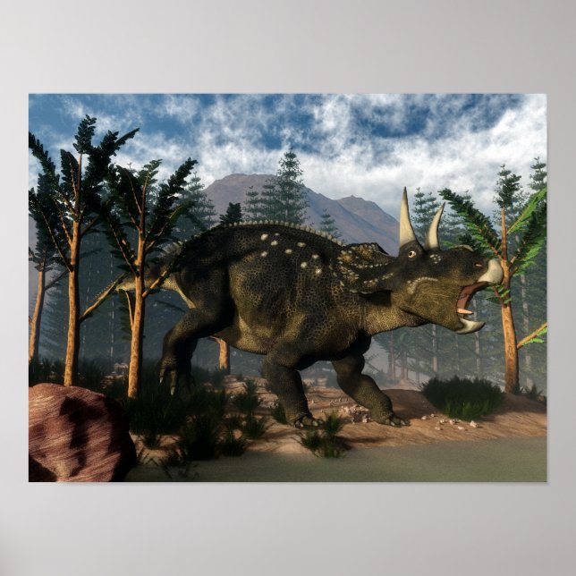Uppspelning av nedoceratops under körning - 3D-ren Poster (Framsidan)