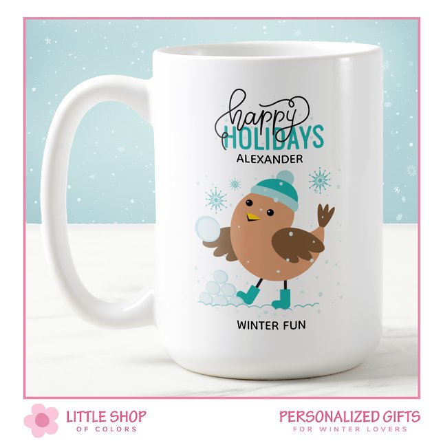 Uppspelning av vinterfåglar i Personligen Snö Kaffemugg (Skapare uppladdad)