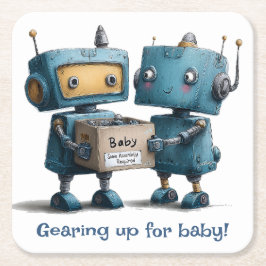Uppspelning för Baby - Robot Baby Shower Underlägg Papper Kvadrat