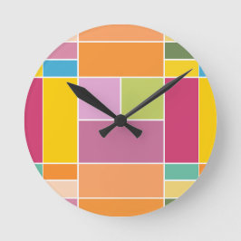 Uppspelningsbara geoometriska block för Springtime Rund Klocka