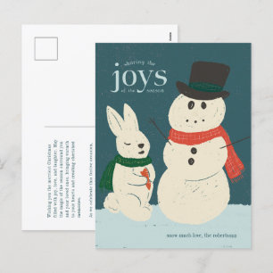 Uppspelningsbart Bunny & Snögubbe-Helgdag-kort Helg Vykort