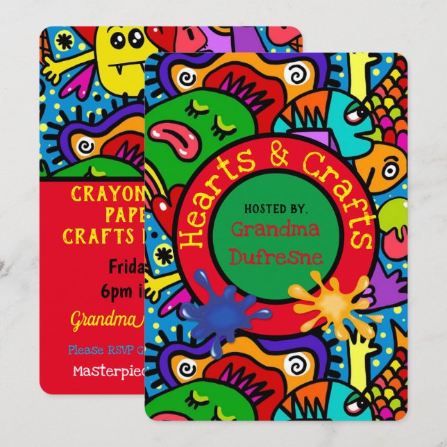 Uppspelningsdatum för hantverk inbjudningar (Fram/baksida)