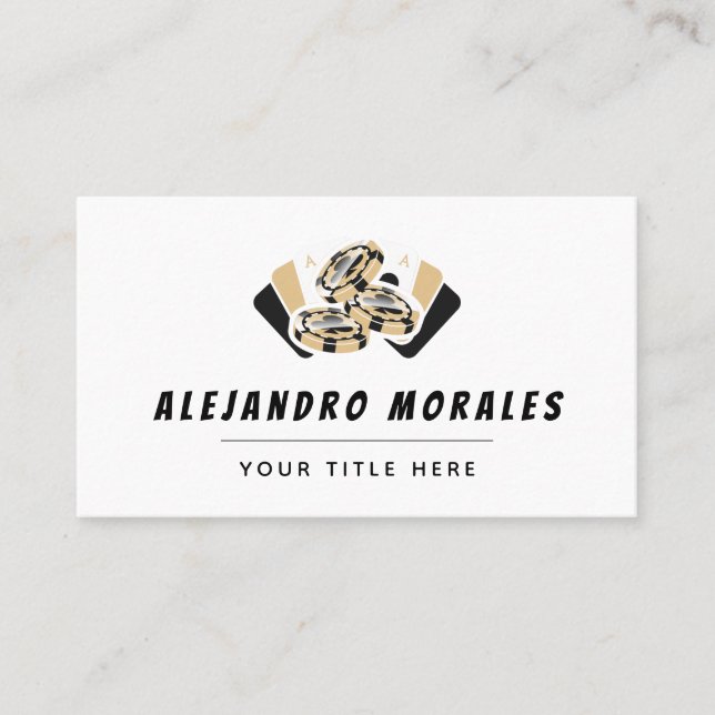 Uppspelningskort Ace of Klubb Chip Casino Theme Co Visitkort (Framsida)