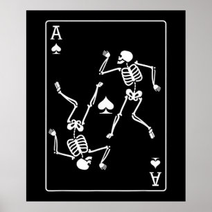 Uppspelningskort för Ace Poker Card Skeleton Poster