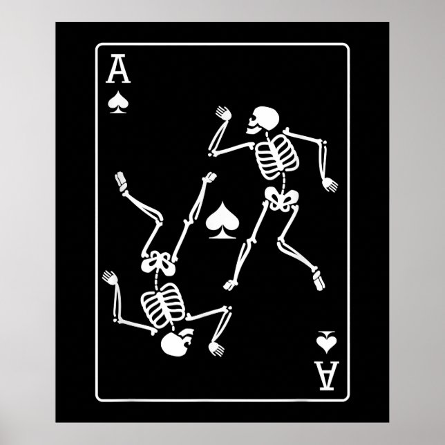 Uppspelningskort för Ace Poker Card Skeleton Poster (Framsidan)
