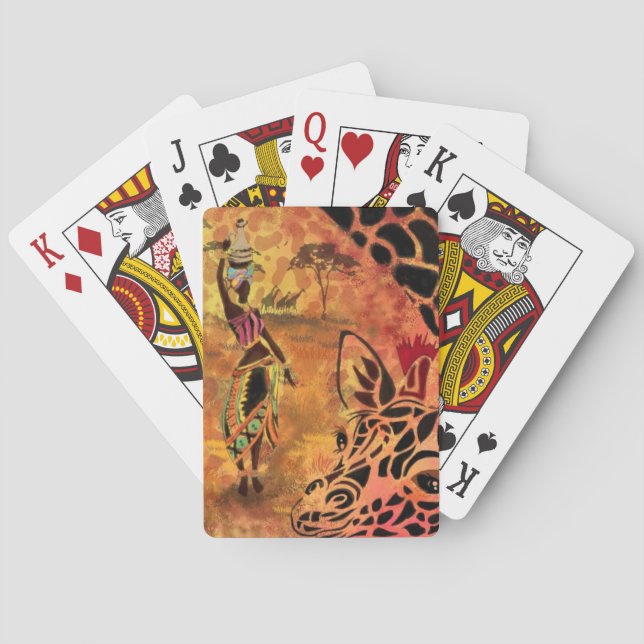 Uppspelningskort för afrikanska kvinnor och giraff casinokort (Baksidan)