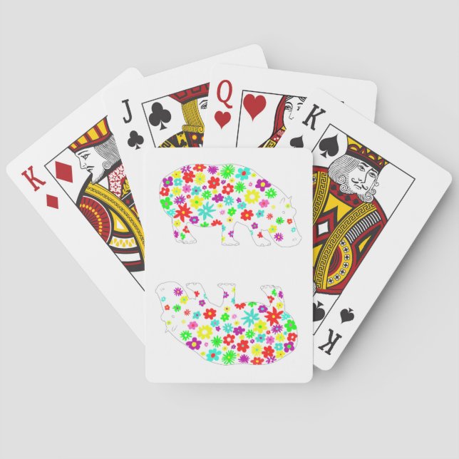 Uppspelningskort för Blommigt Hippo Casinokort (Baksidan)