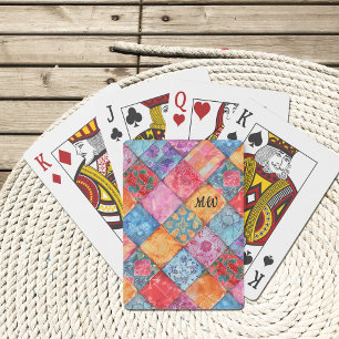 Uppspelningskort för blommigt Patchwork Skriv ut Casinokort