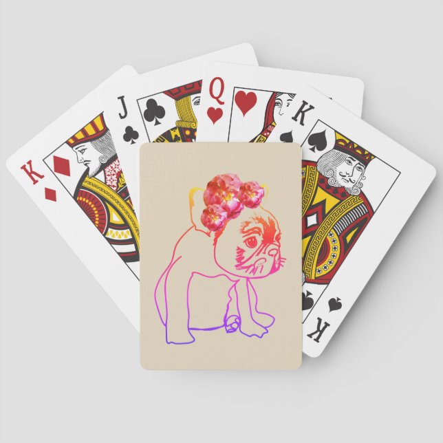 Uppspelningskort för bulldog Fransk Buldog Puppy H Kortlek (Baksidan)