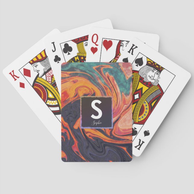 Uppspelningskort för flytande Elegant Marble Namn  Casinokort (Baksidan)