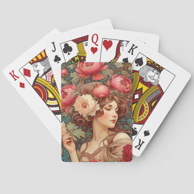 Uppspelningskort för frukttävare från art nouveau  casinokort (Baksidan)