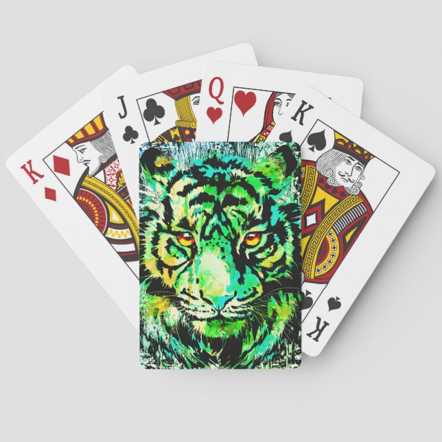 Uppspelningskort för grönt Tiger - Uppspelningskor Casinokort (Baksidan)