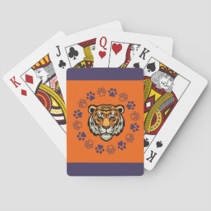 Uppspelningskort för orange och blå tigerhuvud casinokort