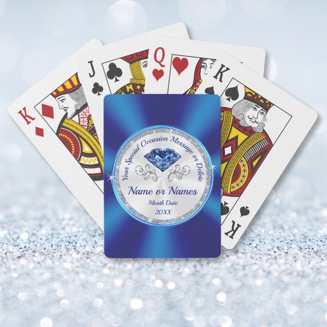 Uppspelningskort för personlig, underbar safir casinokort (65th anniversary presents. Inexpensive anniversary gifts. 45th birthday party favors for adults.)