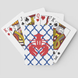Uppspelningskort för Quatrefoil Lobster Monogram Casinokort