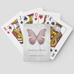 Uppspelningskort för rosa Butterfly Bröllop Casinokort