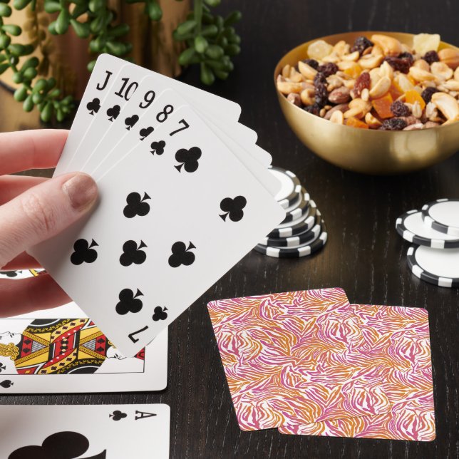 Uppspelningskort för rosa och Orange Zebra tryck Casinokort (På plats)
